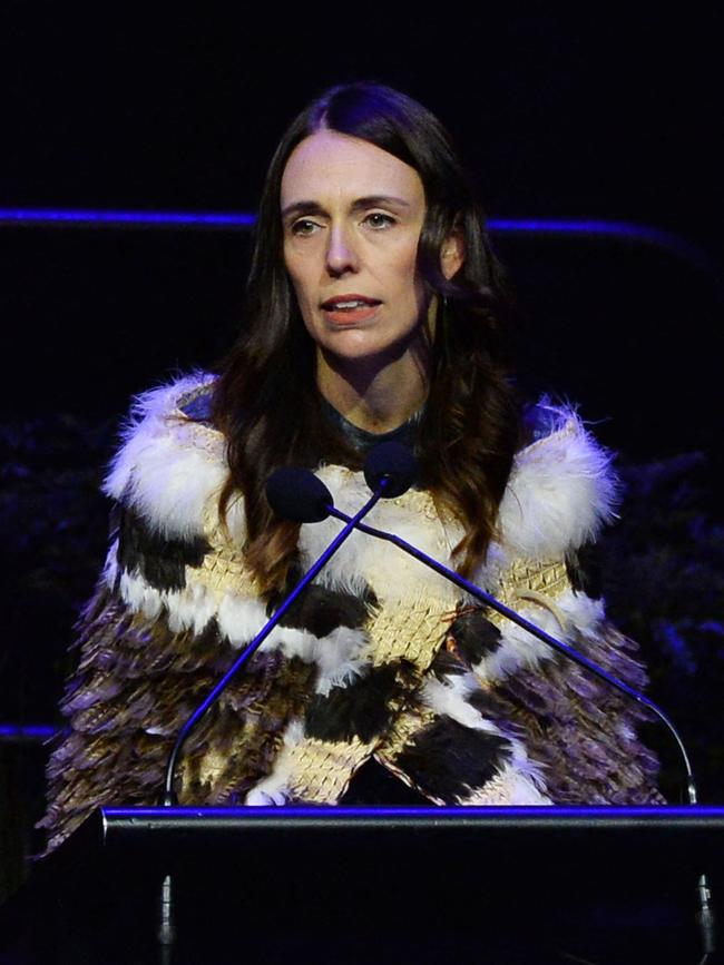 New Zealand's Prime Minister Jacinda Ardern speaks during the service on Saturday. Picture: Sanka Vidanagama / AFP