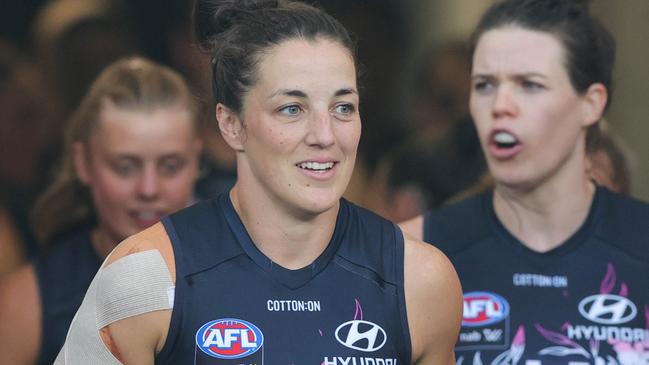 Carlton captain Kerryn Peterson (nee Harrington) is getting used to her new surname. Picture: AFL Photos/Getty Images