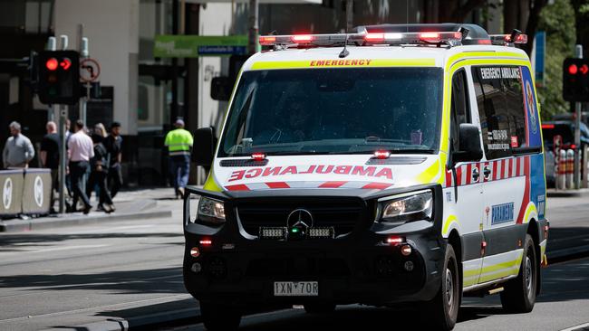 MELBOURNE, AUSTRALIA - NewsWire 16th October 2024. Pictured:  Emergency Services stock. Ambulance on William street in the city centre. Picture: NewsWire/Nadir Kinani