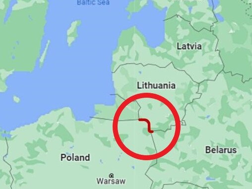 Putin threatens to invade Poland, Lithuania 'in a matter of hours'. Picture: Google Maps