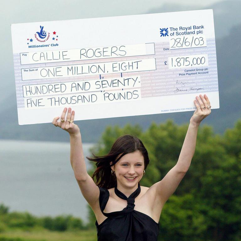 Sixteen-year-old Callie Rogers when she won the huge sum of money. Picture: Phil Noble – PA Images/PA Images via Getty Images