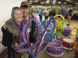 Owners of The Mad Hatters Tea Party Ray and Dee Finch with their display. Picture: Kevin Farmer