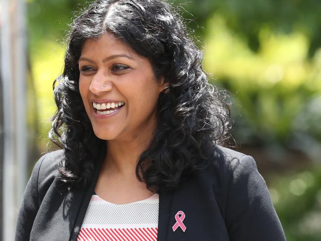 MELBOURNE, AUSTRALIA - NewsWire Photos, DECEMBER 1, 2021. MP Samantha Ratnam leaves Parliament after Parliament  sitting with a marathon debate going overnight on the Pandemic Bill in the Legislative Council. Picture: NCA NewsWire / David Crosling