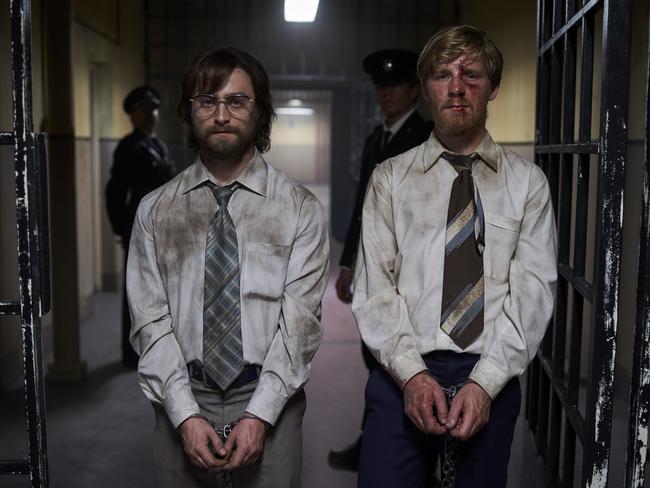 Daniel Radcliffe and Daniel Webber in scene from movie Escape From Pretoria.