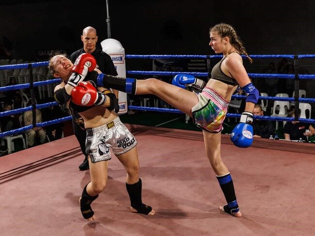 Georgia Ralphs in full flight in the qualification fight that earned her Australian selection.
