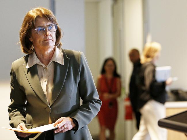 SYDNEY, AUSTRALIA - NewsWire Photos FEBRUARY 18 , 2025:  Reserve Bank of Australia Governor Michele Bullock heads out to front the media after announcing  the first interest rate cut in 4 years and statement on Monetary Policy  Picture: NewsWire / John Appleyard