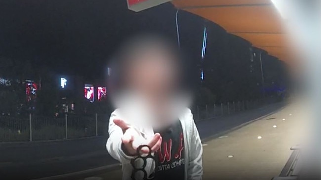 A 16-year-old Pimpama boy was found with a knuckle duster at a tram stop.