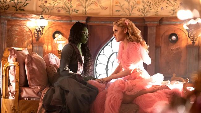 Cynthia Erivo as Elphaba and Ariana Grande as Glinda in Wicked. Photo: Courtesy of Giles Keyte/Universal Pictures