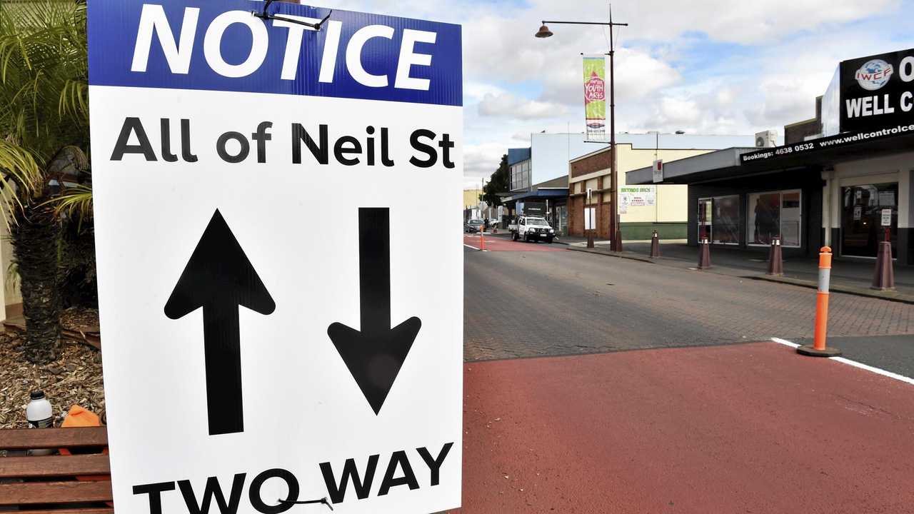 Neil Street re-opens as two-way street. Picture: Bev Lacey