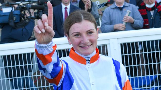 Jamie Kah after her season record winner at Caulfield. Picture: Racing Photos