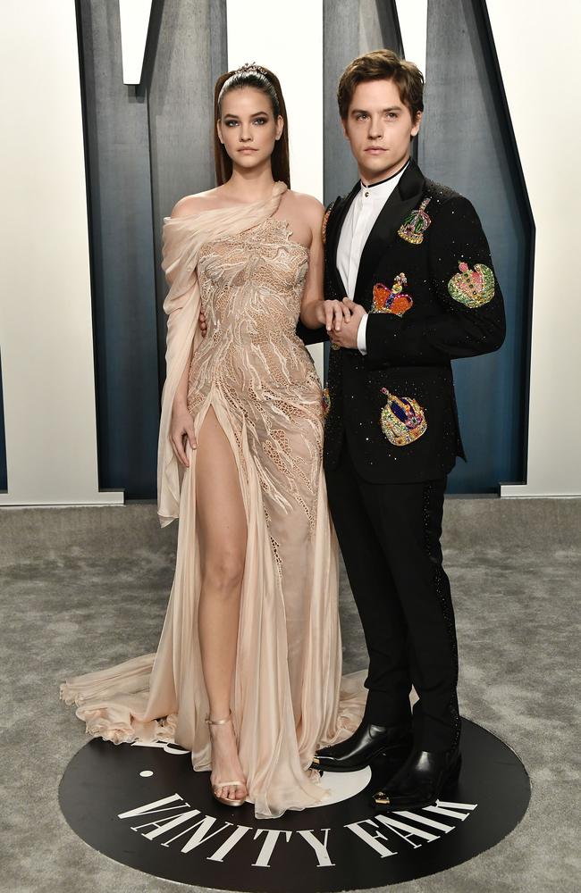 Barbara Palvin and Dylan Sprouse attend the 2020 Vanity Fair Oscar Party hosted by Radhika Jones at Wallis Annenberg Center for the Performing Arts on February 09, 2020 in Beverly Hills, California. Frazer Harrison/Getty Images/AFP