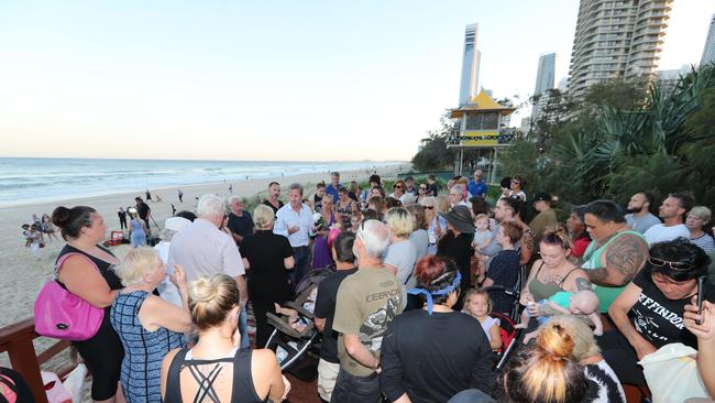 A Candlelight vigil for the baby found dead on Surfers Paradise Beach. Picture Glenn Hampson