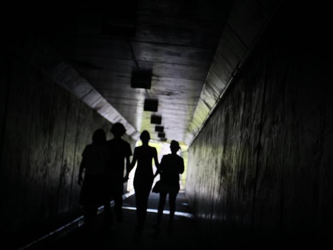 Teenagers in underpass tunnel.Photo Nicholas Falconer / Sunshine Coast Daily