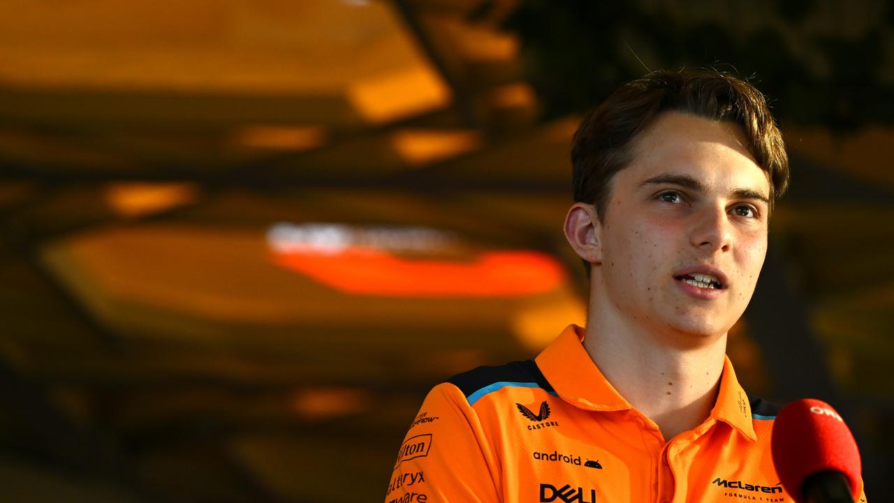 Oscar Piastri of Australia and McLaren talks to the media in the Paddock during previews ahead of the F1 Grand Prix of Saudi Arabia. Picture: Getty Images