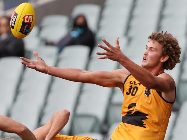 Blake Schlensog from Western Australia during the state match between SANFL and WAFL at Adelaide Oval in Adelaide, Saturday, May 15, 2021. (SANFL Image/David Mariuz)