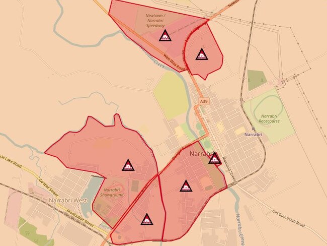 Evacuations ordered at Narrabri as of 7PM Monday. Picture: NSW SES