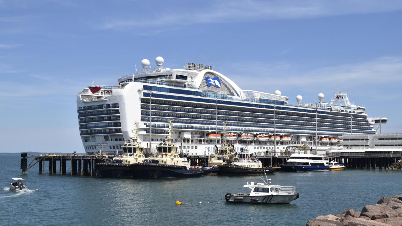 The last large cruise ship of the season, Crown Princess, docked in Darwin on May 11, bringing almost 3000 passengers to Top End shores. Picture: Fia Walsh.