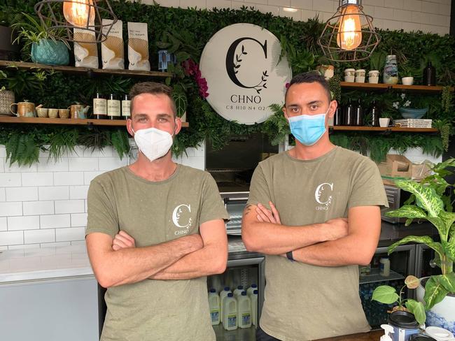 Business owners Tim Girvan and Jay McCracken at their city centre cafe CHNO. Picture: Craig Warhurst