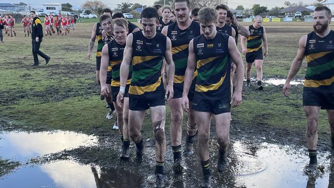 Dromana players walk off winners on Sunday.