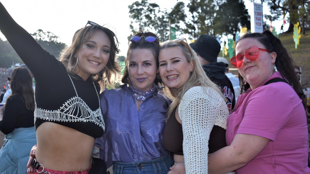 Maddy Taylor, Molly Jackson, Phoebe Parker and Maddi Baker at Splendour in the Grass, July 24,2022. Picture: Tessa Flemming