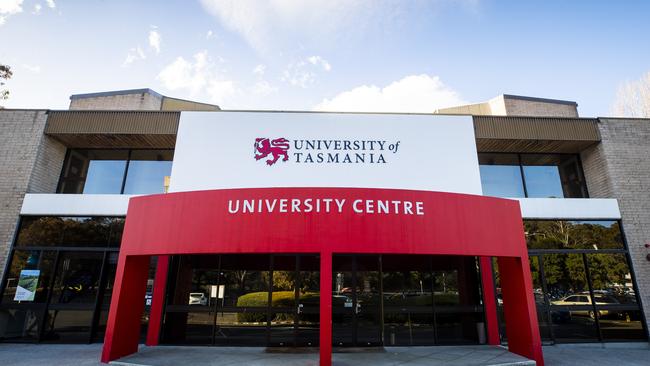 University of Tasmania building and signage, Sandy Bay Campus. Picture: Richard Jupe