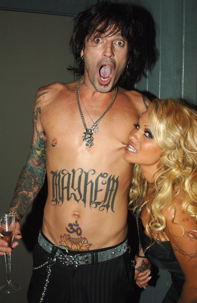 Tommy Lee and Pamela Anderson during Comedy Central Roast of Pamela Anderson - After Party at Sony Pictures Studio in Culver City, California, United States. ***Exclusive*** (Photo by Jeff Kravitz/FilmMagic, Inc)