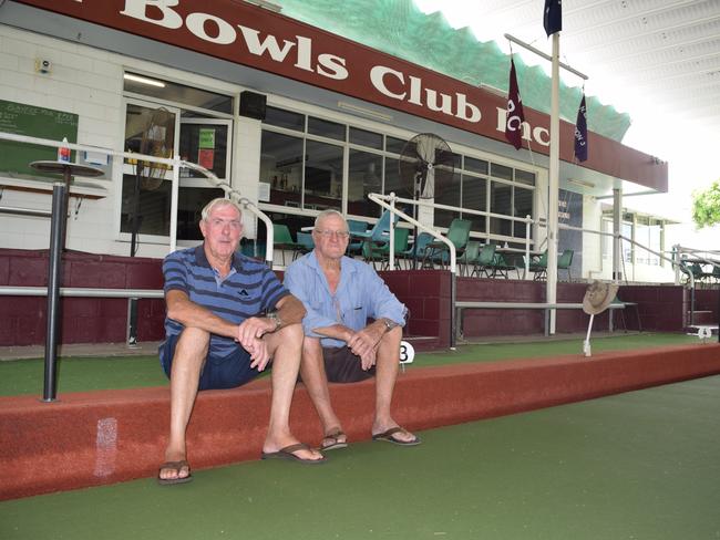 Bowen Bowls Club president Gus Munro and vice president Peter Bruce were disappointed to discover thousands of dollars had been stolen from the club's safe. Photo: Elyse Wurm