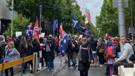 Melbourne protesters met up in the CBD. Picture: Sarah Perillo