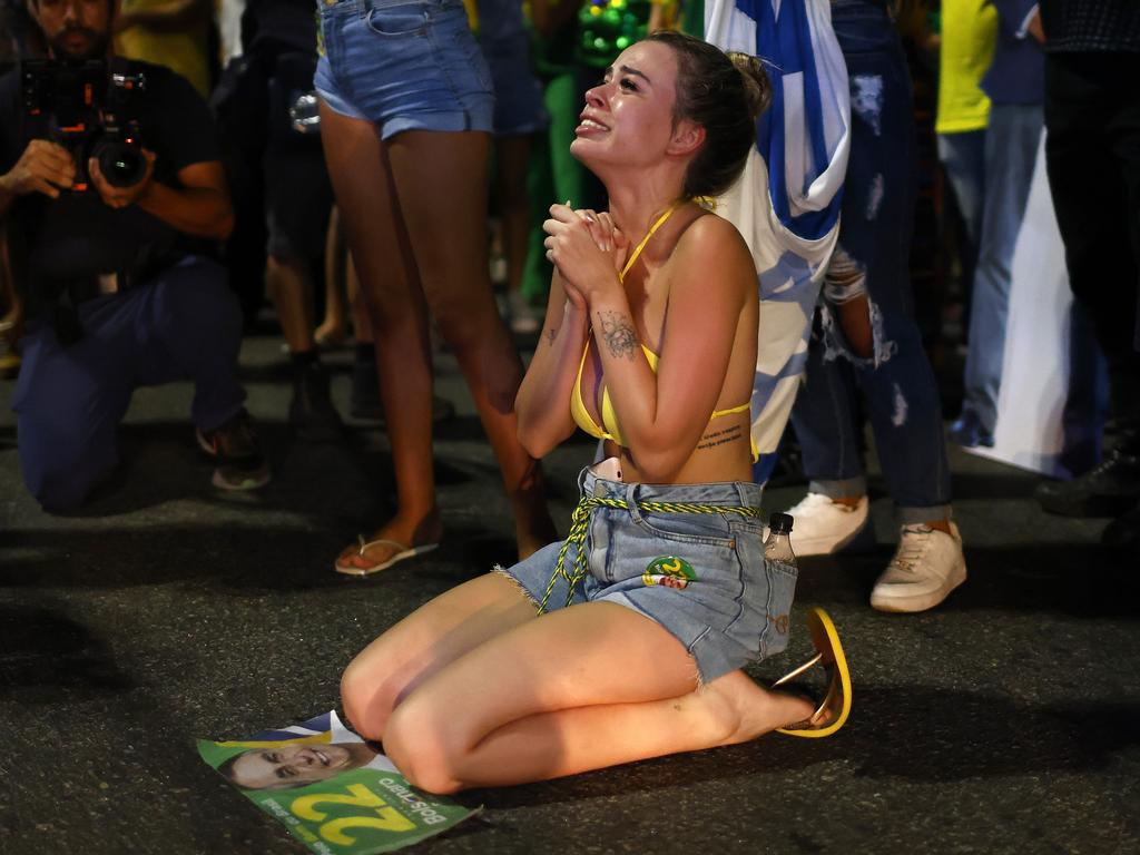 Bolsonaro supporters break down in tears. Picture: Wagner Meier/Getty Images