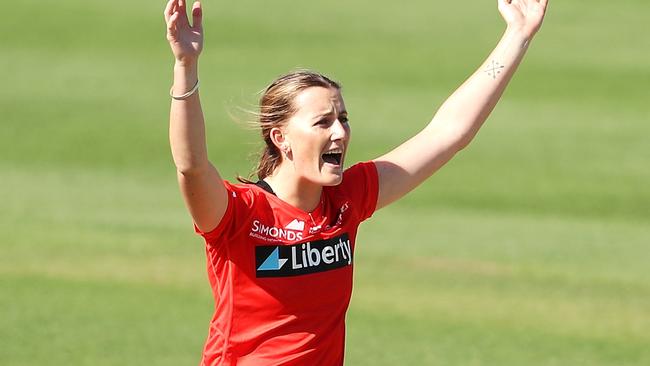 Rosemary Mair successfully appeals for a wicket. Picture: Getty Images