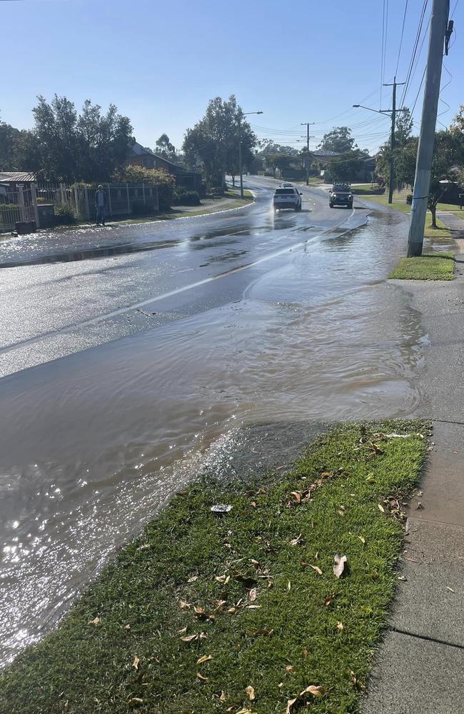 Burst water main has been reported along Plantain Rd, Shailer Park. Photo: Damian Gonzalez