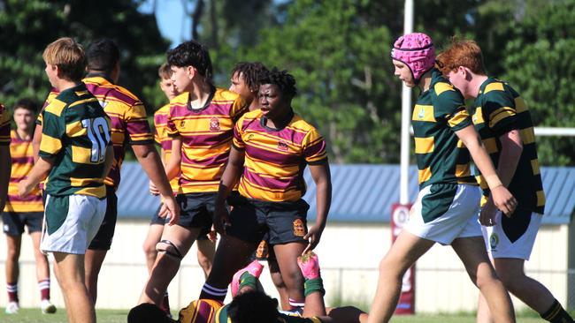 Ballymore Cup rugby action at the Albany Creek Brumbies Junior Rugby Union Club on Friday, April 12, 2024.