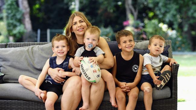 Concerns over a possible shut down of private birthing services in Cairns has expectant mothers concerned. Redlynch mother of 4 Krista Oosen, pictured with her sons Huxton, 4, Nixon, 2, Beau, 6, and Eli, 3, is expecting her first daughter in October and is concerned about possible axing of the Cairns Private Hospital maternity unit. Picture: Brendan Radke