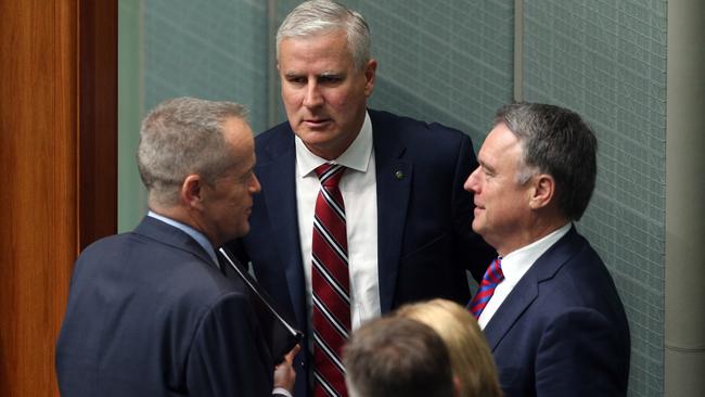 Deputy Prime Minister Michael McCormack with Bill Shorten, left. Picture: Gary Ramage