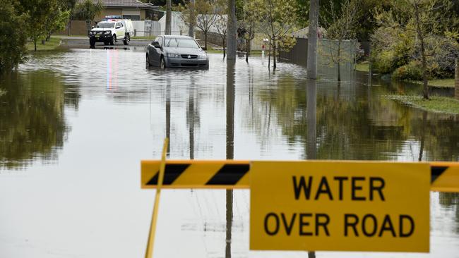 Streets in Shepparton remain partly submerged. Picture: Andrew Henshaw