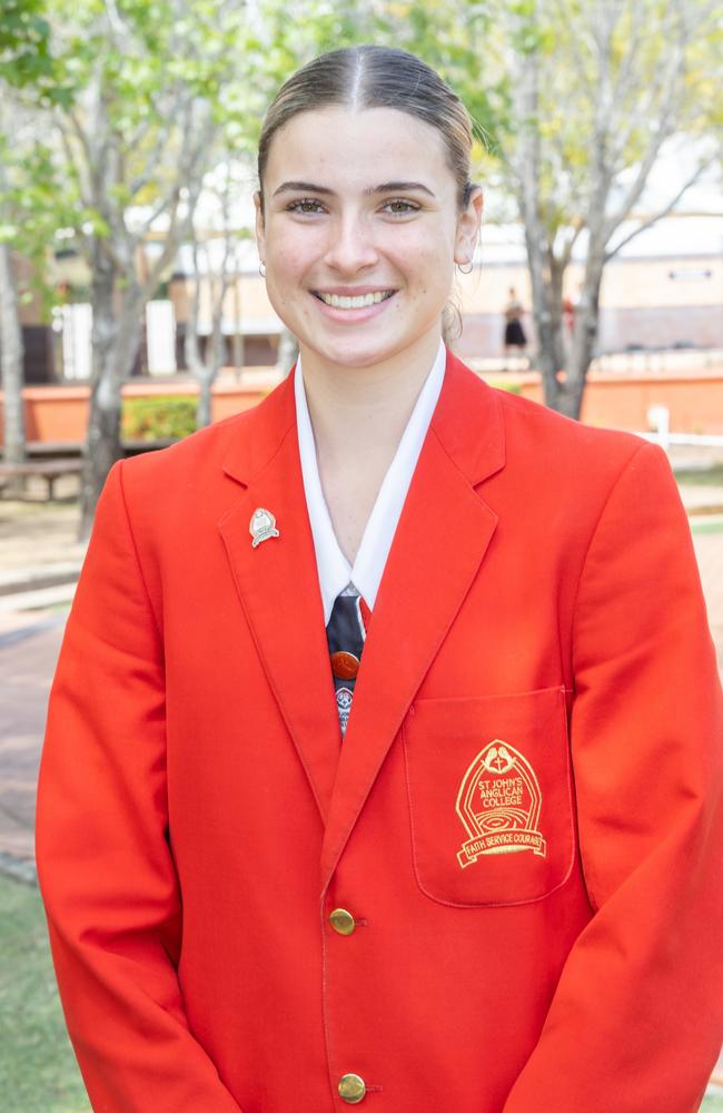 St John's Anglican College school captain Mikayla Braithwaite. Picture: Contributed