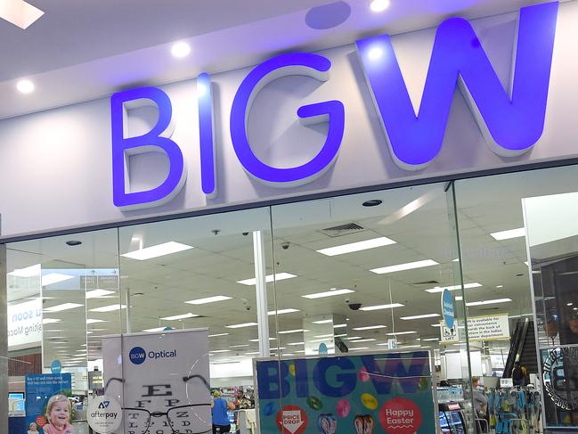 General view of a BIG W department store in Brisbane, Tuesday, April 1, 2019. Woolworths will close about underperforming 30 Big W stores and two distribution centres over the next three years after increasing numbers of shoppers took their business online. (AAP Image/Dave Hunt) NO ARCHIVING