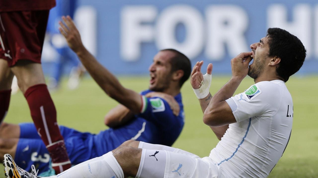 Luis Suarez stunned the world when he bit Chiellini at the World Cup.