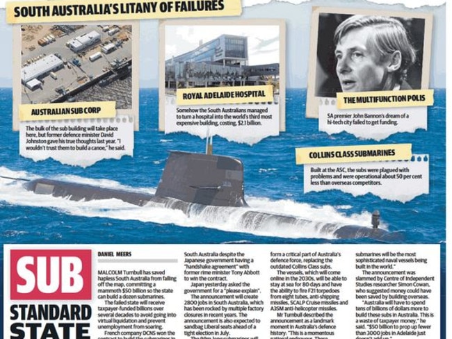 How the Daily Telegraph covered the subs announcement on Page 8 of their paper on Wednesday.