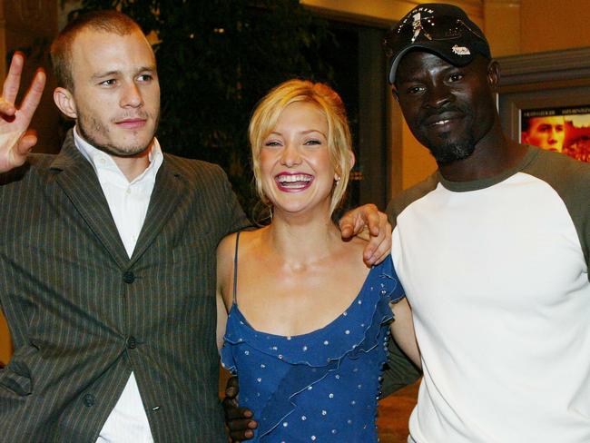 Heath Ledger (L), Kate Hudson and Djimon Hounsou at the World Premiere of The Four Feathers in 2002. Picture: Splash