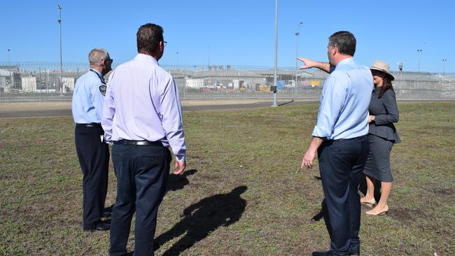 Commissioner Peter Martin, Member for Rockhampton Barry O'Rourke, Minister for Correctional Services Mark Ryan and Member for Keppel Brittany Lauga looking at the Capricornia Correctional Centre expansion works.