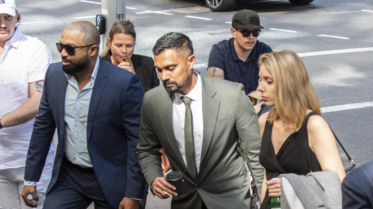 He arrived at court on Tuesday with his supporters. Picture: NCA NewsWire/Monique Harmer