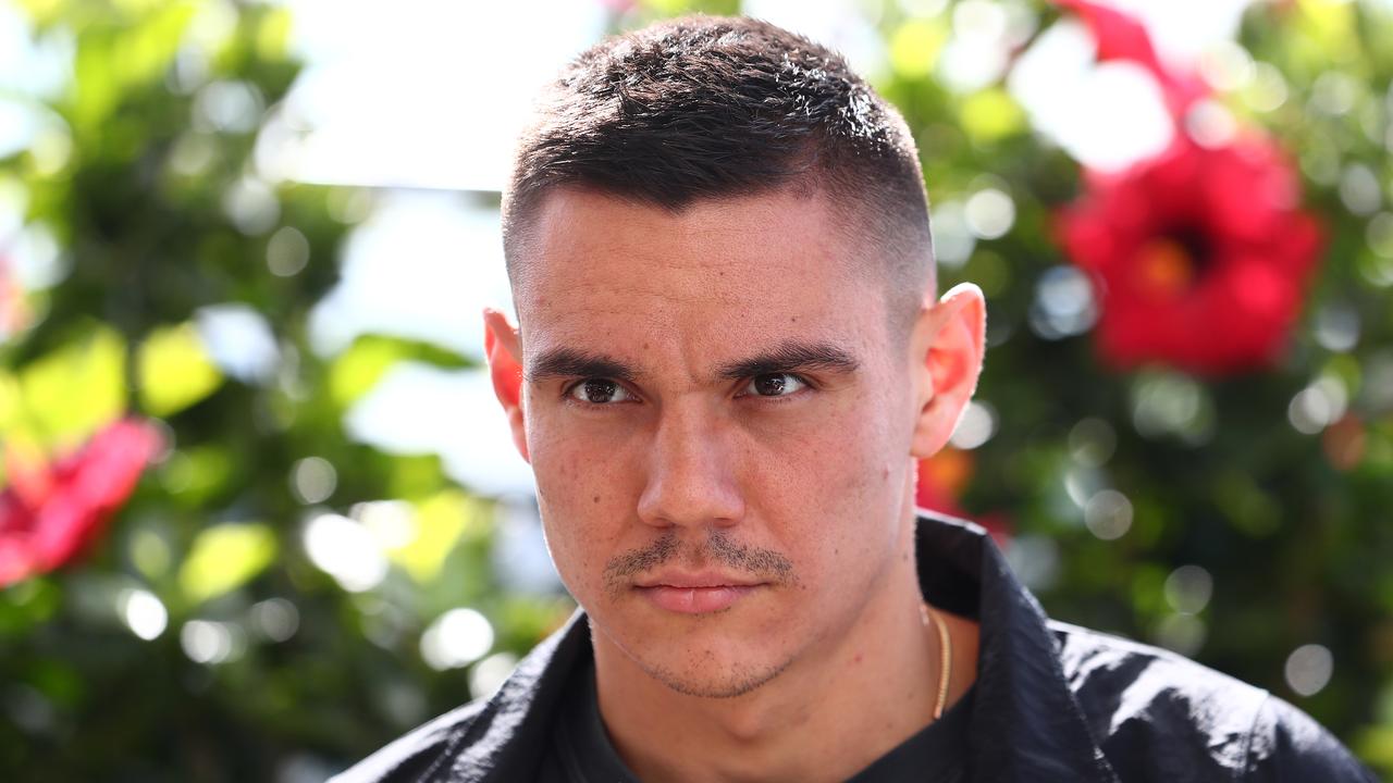GOLD COAST, AUSTRALIA - JUNE 04: Boxer Tim Tszyu speaks to media during a media opportunity at Rhapsody Resort on June 04, 2021 in Gold Coast, Australia. (Photo by Chris Hyde/Getty Images)