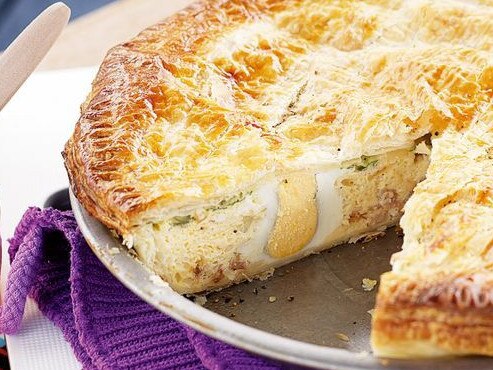 Egg and bacon pie.