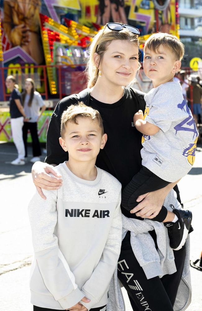 Isaac Begic 7, Medina Bunic and Selim Bunic, 2, at CronullaFest at Cronulla on the 09/09/2023. Picture: Daily Telegraph/ Monique Harmer