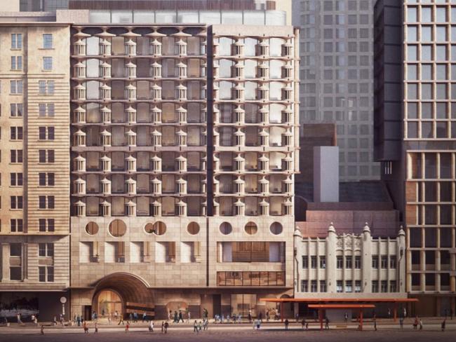 The new QT Hotel extension on George St being built by The Greater Union Organisation will feature a reconstructed ‘interpretation’ of the old theatre (right (.