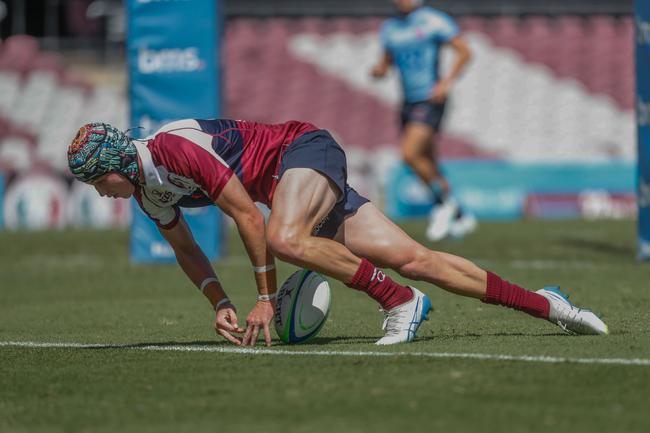 Damon Humphrys. Action from the Queensland Reds and New South Wales Waratahs academy bout. Picture: Stephen Archer.