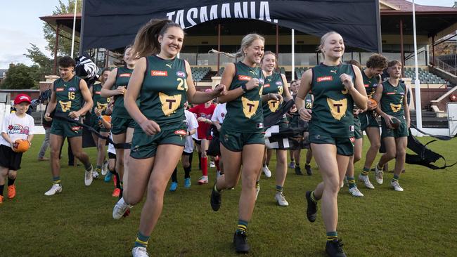 Official announcement for the 19th AFL licence for a Tasmanian team at North Hobart Oval. Picture: Chris Kidd