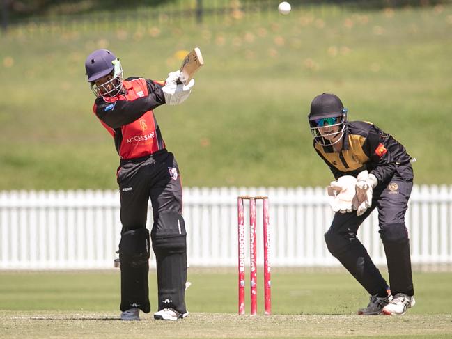 Kaviru Karunaratne forces the pace for Norths. Pics by Julian Andrews