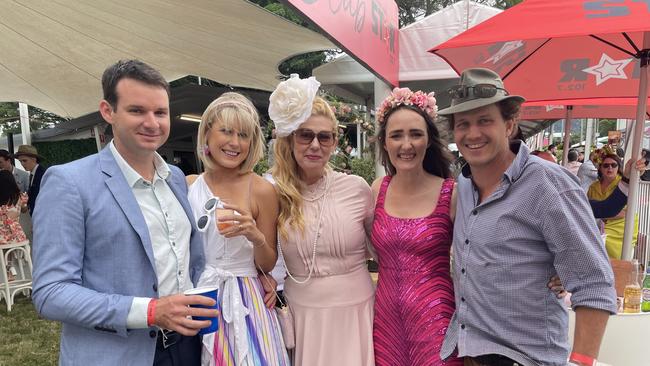 Blake Sexton, Sarah Sexton, Donna Turbull, Bec Leitner and Mark Leitner at Cairns Cup Carnival on Saturday. Picture: Andreas Nicola